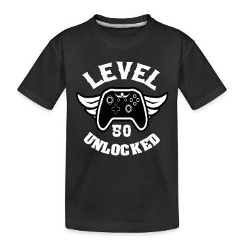 Level 50 Unlocked 50 Geburtstag - Kinder Premium Bio T-Shirt - Schwarz - Vorne