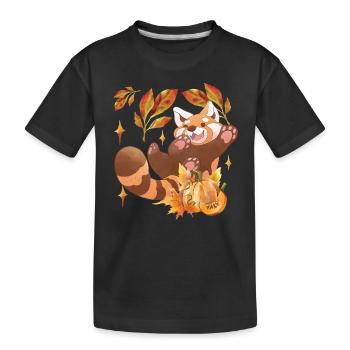 Niedliche rote Panda Tier Herbst Blätter Herbst - Kinder Premium Bio T-Shirt - Schwarz - Vorne