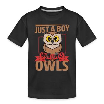Juste un garçon qui aime les hiboux Oiseau nocturne Oiseau de nuit - T-shirt bio Premium Enfant - noir - Devant