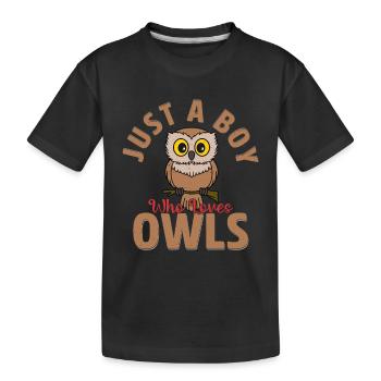 Juste un garçon qui aime les hiboux Oiseau nocturne Oiseau nocturne - T-shirt bio Premium Enfant - noir - Devant