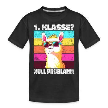 1. Klasse Null Problama Lama Einschulung Geschenk - Kinder Premium Bio T-Shirt - Schwarz - Vorne