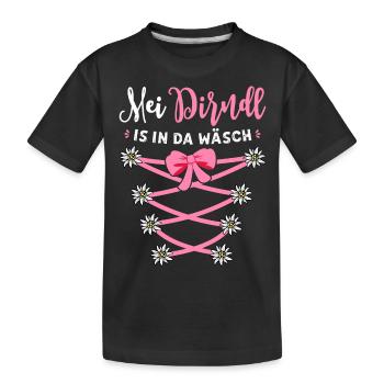 Trachtenshirt Damen Trachten T-Shirt Dirndl Ersatz - Kinder Premium Bio T-Shirt - Schwarz - Vorne