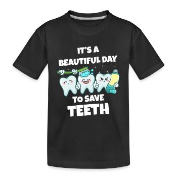 Zahn Zähne Zahnarzt Zahnmedizinische Angestellte - Kinder Premium Bio T-Shirt - Schwarz - Vorne