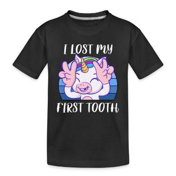 Zahn Zähne Zahnarzt Zahnmedizinische Angestellte - Kinder Premium Bio T-Shirt - Schwarz - Vorne