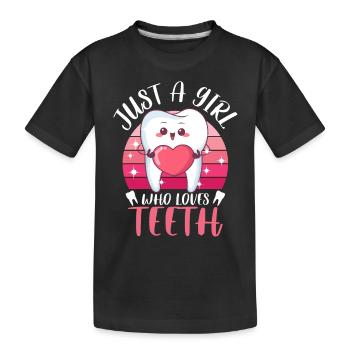 Zahn Zähne Zahnarzt Zahnmedizinische Angestellte - Kinder Premium Bio T-Shirt - Schwarz - Vorne