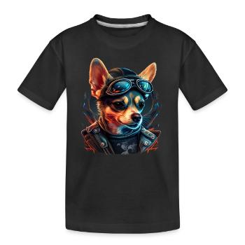 Chihuahua | Biker | Motorrad | Hund | Papa | Opa - Kinder Premium Bio T-Shirt - Schwarz - Vorne