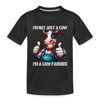 Farmer Cow - Kids' Premium Organic T-Shirt - black - Front