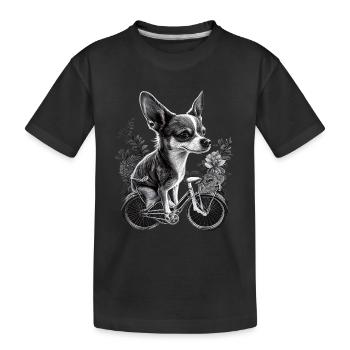 Chihuahua | Bicycle | Dog | Cycling | Cyclist - Kids' Premium Organic T-Shirt - black - Front
