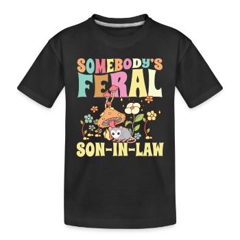 Somebody's Feral Son-In-Law Wild Opossum Mushroom - Kids' Premium Organic T-Shirt - black - Front