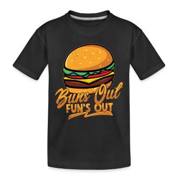 Buns Out Fun's Out Hamburger Food Meat Buns - Kids' Premium Organic T-Shirt - black - Front