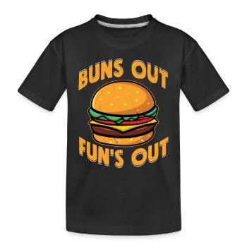 Buns Out Fun's Out Meat Buns Food Hamburger - Kids' Premium Organic T-Shirt - black - Front