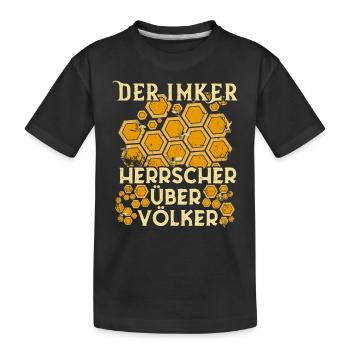 Der Imker Herrscher über Völker Lustige Biene - Kinder Premium Bio T-Shirt - Schwarz - Vorne