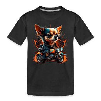 Chihuahua | Biker | Motorrad | Hund | Papa | Opa - Kinder Premium Bio T-Shirt - Schwarz - Vorne