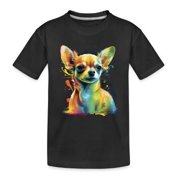 Chihuahua | Abstrakte Malerei | Farbe | Niedlicher - Kinder Premium Bio T-Shirt - Schwarz - Vorne