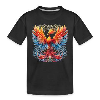 Aufsteigender Phönix Feuer Inspirierende Fantasie - Kinder Premium Bio T-Shirt - Schwarz - Vorne