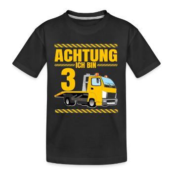 Abschlepper Lkw Geburtstagshirt Achtung Ich Bin 3 - Kinder Premium Bio T-Shirt - Schwarz - Vorne