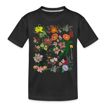 Wildblumen Botaniker Natur Blumen Geschenk Botanik - Kinder Premium Bio T-Shirt - Schwarz - Vorne
