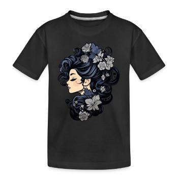 Gothic-Frau mit Blumen Magie der dunklen Schönheit - Kinder Premium Bio T-Shirt - Schwarz - Vorne