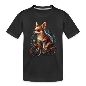 Chihuahua | Fahrrad | Hund | Radfahren | Radfahrer - Kinder Premium Bio T-Shirt - Schwarz - Vorne