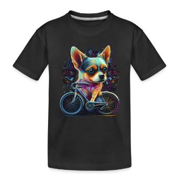 Chihuahua | Fahrrad | Hund | Radfahren | Radfahrer - Kinder Premium Bio T-Shirt - Schwarz - Vorne