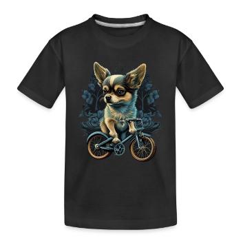 Chihuahua | Fahrrad | Hund | Radfahren | Radfahrer - Kinder Premium Bio T-Shirt - Schwarz - Vorne