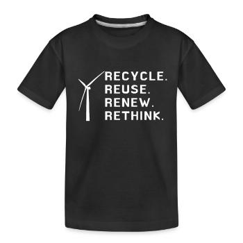 Recycle Reuse Renew Rethink Wind Turbine - Wind - Kinder Premium Bio T-Shirt - Schwarz - Vorne