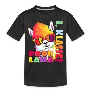1. Klasse Null Problama Lama Alpaka Einschulung - Kinder Premium Bio T-Shirt - Schwarz - Vorne