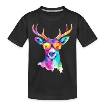 Zazo der Hirsch - Kinder Premium Bio T-Shirt - Schwarz - Vorne