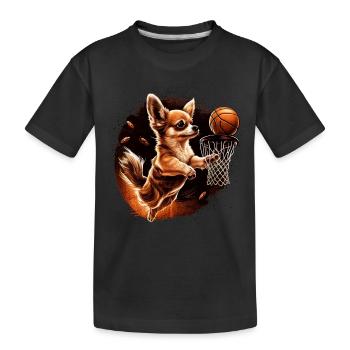 Chihuahua | Basketball Spieler | Sport Dunk | - Kinder Premium Bio T-Shirt - Schwarz - Vorne