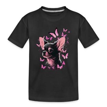 Chihuahua Chien Papillon 15 - T-shirt bio Premium Enfant - noir - Devant