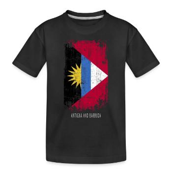 Souvenir with the country flag of Antigua And - Kids' Premium Organic T-Shirt - black - Front