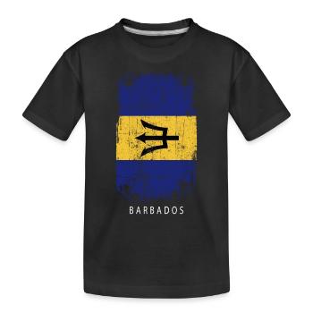 Souvenir with the flag of Barbados - Kids' Premium Organic T-Shirt - black - Front