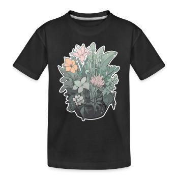Plants and flowers for nature lovers and gardeners - Kids' Premium Organic T-Shirt - black - Front