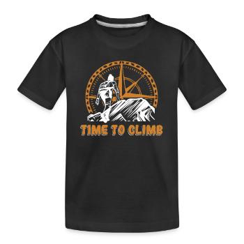 Time To Climb Alpinklettern Sportklettern Kraxler - Kinder Premium Bio T-Shirt - Schwarz - Vorne