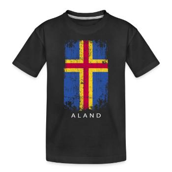 Souvenir Mit Der Landflagge Von Aland - Kinder Premium Bio T-Shirt - Schwarz - Vorne