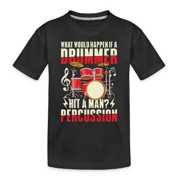 Schlagzeuger Schlagzeug Drumsticks - Kinder Premium Bio T-Shirt - Schwarz - Vorne