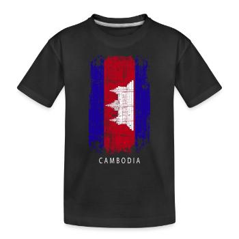 Souvenir avec le drapeau du pays du Cambodge - T-shirt bio Premium Enfant - noir - Devant