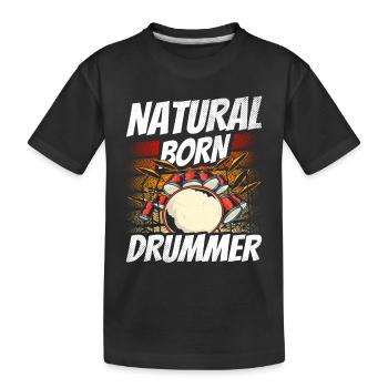 Un batteur né, batteur, batteur, kit de batterie - T-shirt bio Premium Enfant - noir - Devant