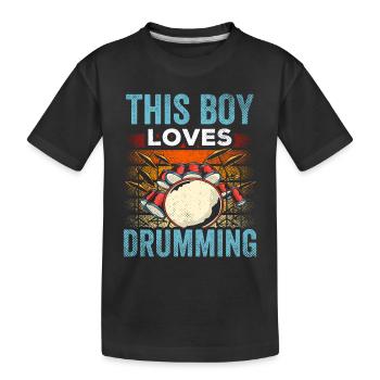Dieser Junge Liebt Das Trommeln Drum Schlagzeug - Kinder Premium Bio T-Shirt - Schwarz - Vorne