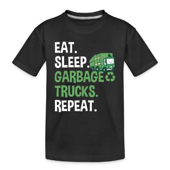 Camions à ordures, journée des ordures, collecte des ordures - T-shirt bio Premium Enfant - noir - Devant