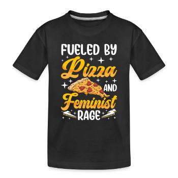 Angetrieben Von Pizza Und Feministischer Wut - Kinder Premium Bio T-Shirt - Schwarz - Vorne