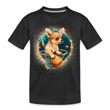 Chihuahua | Basketball Spieler | Sport Dunk | - Kinder Premium Bio T-Shirt - Schwarz - Vorne