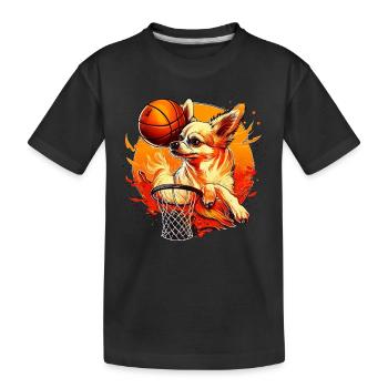 Chihuahua | Basketball Spieler | Sport Dunk | - Kinder Premium Bio T-Shirt - Schwarz - Vorne