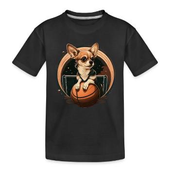 Chihuahua | Basketball Spieler | Sport Dunk | - Kinder Premium Bio T-Shirt - Schwarz - Vorne