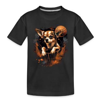 Chihuahua | Basketball Spieler | Sport Dunk | - Kinder Premium Bio T-Shirt - Schwarz - Vorne
