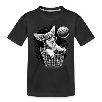 Chihuahua | Basketball Spieler | Sport Dunk | - Kinder Premium Bio T-Shirt - Schwarz - Vorne