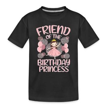 Friend Of the Birthday Boy Princess Gift Deco - Kinder Premium Bio T-Shirt - Schwarz - Vorne