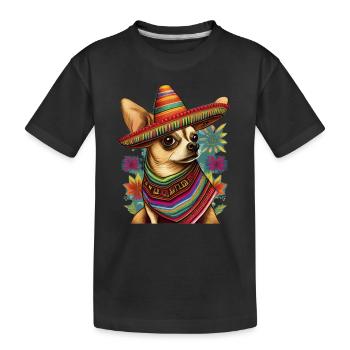 Chihuahua | Mexique | Chien Amusant Chapeau - T-shirt bio Premium Enfant - noir - Devant