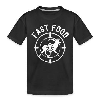 Fast Food Hirschjagd Lustig Elchjäger Wildtiere - Kinder Premium Bio T-Shirt - Schwarz - Vorne