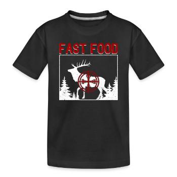 Fast Food Hirschjagd Lustig Elchjäger Wildtiere - Kinder Premium Bio T-Shirt - Schwarz - Vorne
